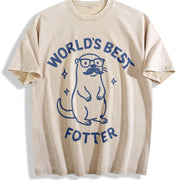 World's Best Fotter Vintage Washed T-Shirt in Beige