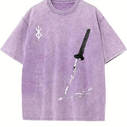 Berserk – Guts Anime Cozy Fit for Any Season vintage washed oversized T-shirt in Purple