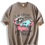 Meme Raccoon Raccoons Vintage Washed T-Shirt in Brown