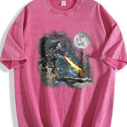 Dragon Castle Dark Art Vintage Washed T-Shirt in Red