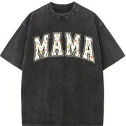 Floral Mama Strong Woman Vintage Washed T-Shirt in Black