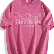 Greyhound Lover Rows of Greyhounds Vintage Washed T-Shirt in Red
