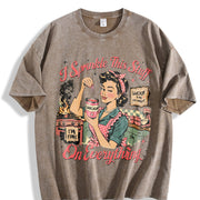 Retro Sarcasm I Sprinkle This Stuff on Everything Vintage Washed T-Shirt in Brown