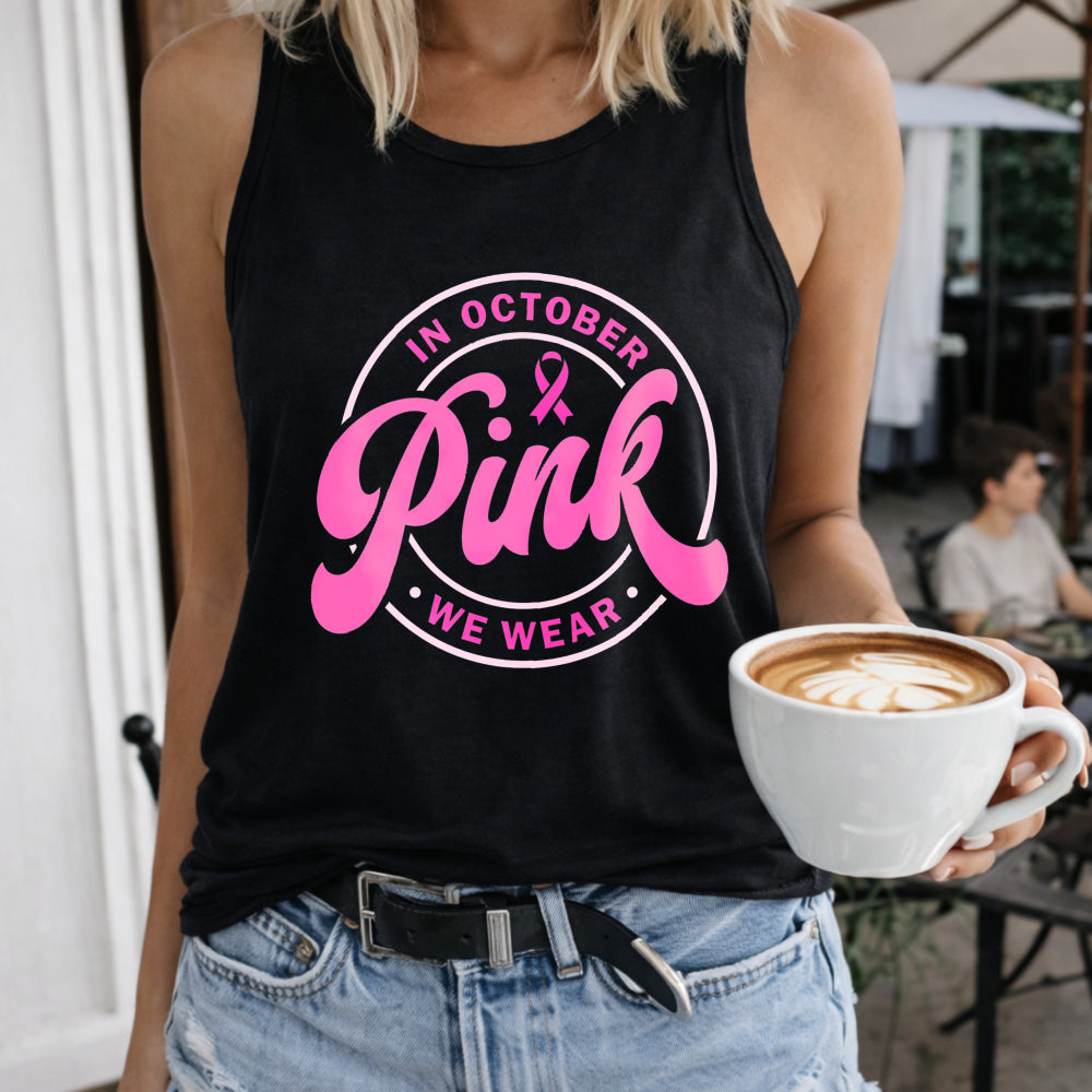 In October We Pink Crew-neck Sleeveless Vest Outdoor Women's Color Cotton Tank Top in Black
