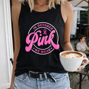 In October We Pink Crew-neck Sleeveless Vest Outdoor Women's Color Cotton Tank Top in Black