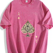 For Formal Urban Distressed Enthusiasts Vintage Washed T-Shirt in Red