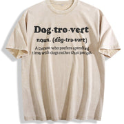 Dogtrovert Dog Lover Vintage Washed T-Shirt in Beige