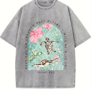 I Will Be with You Vintage Washed T-Shirt in Gray
