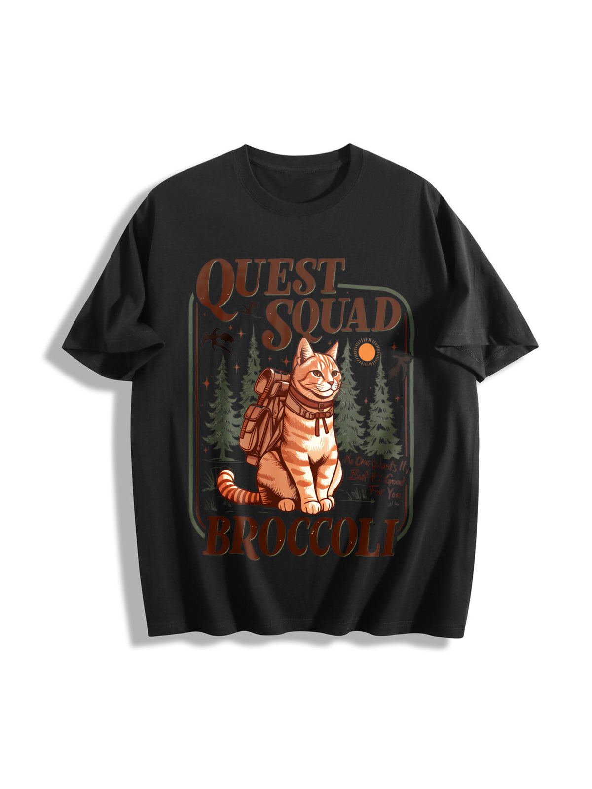 Onyx Storm Quest Squad Broccoli Cotton T-Shirt in Black
