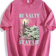 Inspirational for a with a Lighthouse and Ocean Waves Vintage Washed T-Shirt in Red
