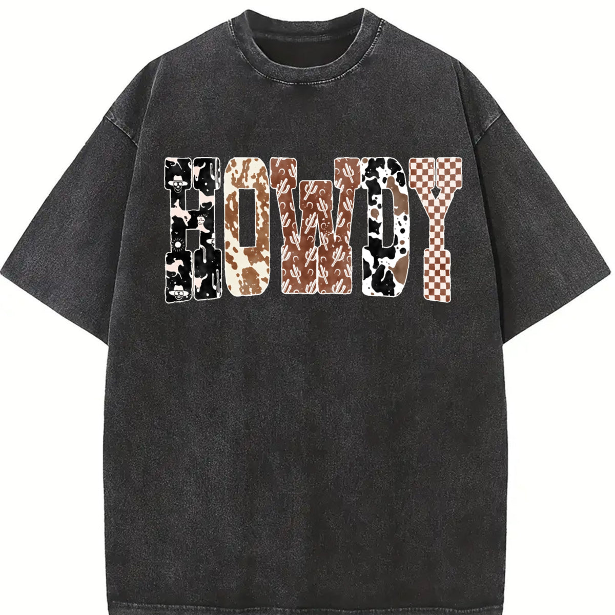 Howdy Western Halloween Ghost Sublimation for Cowboy Vintage Washed T-Shirt in Black