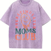 Overstimulated Moms Club Vintage Washed T-Shirt in Purple