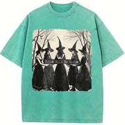 Girls Will Be Girls Halloween Witches Vintage Washed T-Shirt in Blue