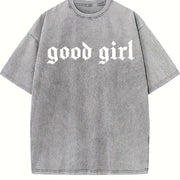 Good Girl Romance Club Vintage Washed T-Shirt in Gray