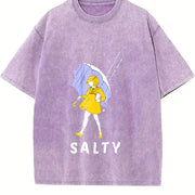 Salty Rain Girl Vintage Washed T-Shirt in Purple