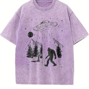 Bigfoot Alien Loch Ness Vintage Washed T-Shirt in Purple