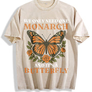 We Only Need Monarch I Want Vintage Washed T-Shirt in Beige