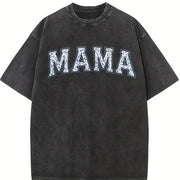 Toile Floral Mama Cute Mama Vintage Washed T-Shirt in Black