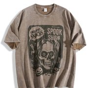 Retro Spooky Show Halloween Vintage Washed T-Shirt in Brown