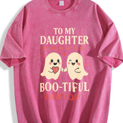 To My Daughter You Make My Heart Boo-tiful Vintage Washed T-Shirt in Red