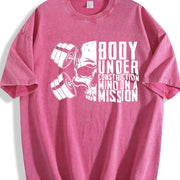 Body Under Construction Mind on a Mission Vintage Washed T-Shirt in Red