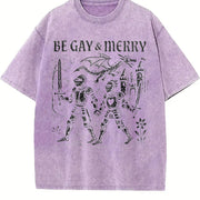Be Gay & Merry Medieval Vintage Washed T-Shirt in Purple