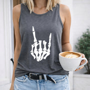 Cartoon Skeleton Finger Vest Women's Color Cotton Tank Top in Gray