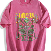 Landslide 70s Rock Inspired Vintage Washed T-Shirt in Red