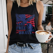 Patriotic Eagle USA Women's Color Cotton Tank Top in Black