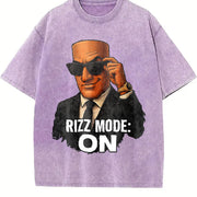Premium Tung Sahur Rizz Mode Activated Italian Brainrot Vintage Washed T-Shirt in Purple