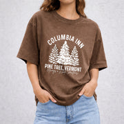 Columbia Inn Pine Tree Vermont vintage washed oversized T-shirt in Brown