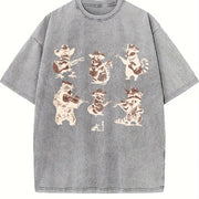 Animal Musicians 90s Vintage Washed T-Shirt in Gray