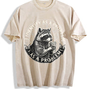 I Identify as a Problem Raccoon Vintage Washed T-Shirt in Beige