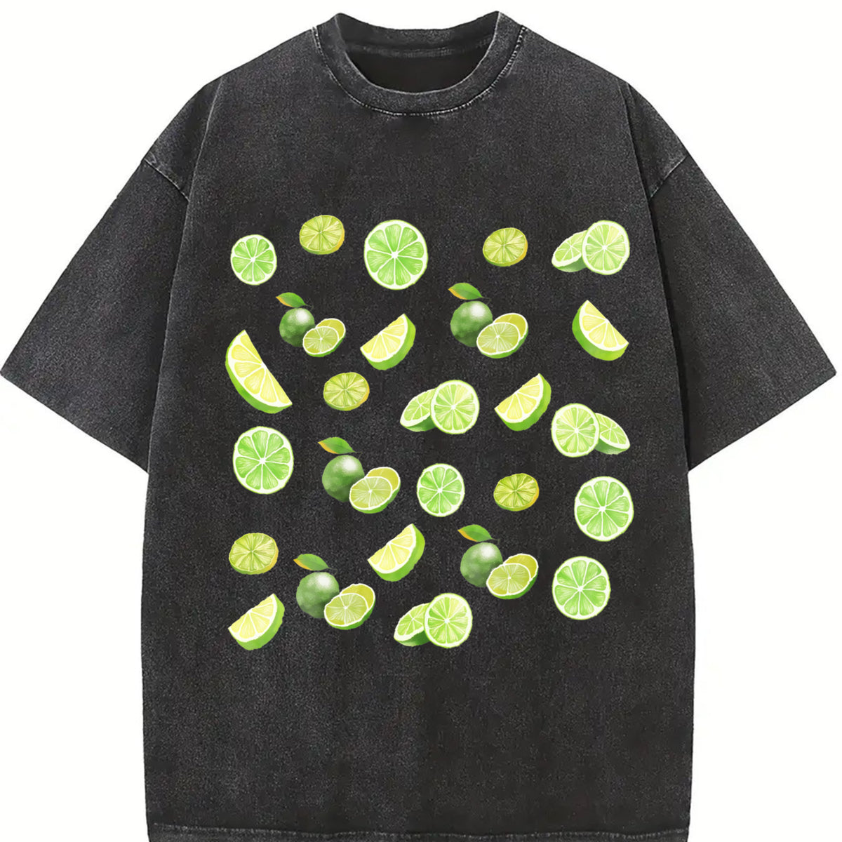 Limes 90s Retro ® Y2k Lime Vintage Washed T-Shirt in Black