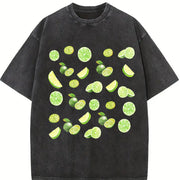 Limes 90s Retro ® Y2k Lime Vintage Washed T-Shirt in Black
