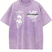 Spiral Glasses Portrait Vintage Washed T-Shirt in Purple