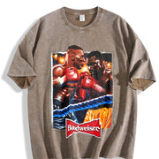 Mike VS Evander Ad Retro Custom vintage washed oversized T-shirt in Brown