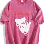Deftones – Retro Rock Style vintage washed oversized T-shirt in Red