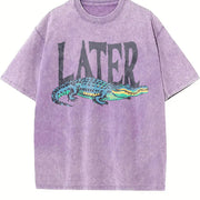 Later Gator 90s Retro Style 4th Of July Alligator vintage washed oversized T-shirt in Purple