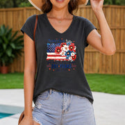 American Flag Floral Tank Women's Color Cotton Tank Top in Gray
