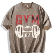 Gym Mode On Vintage Washed T-Shirt in Brown