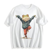 Ladies' Frog Spread Wings Cotton T-Shirt in White