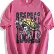 Respect the Locals Sea Turtle 90s Vintage Washed T-Shirt in Red