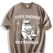 Even Baddies Get Saddies Vintage Washed T-Shirt in Brown