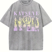 Katseye Kpop Beautiful Chaos Vintage Washed T-Shirt in Gray