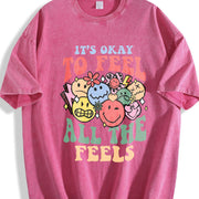 It's Okay to Feel All the Feels Vintage Washed T-Shirt in Red