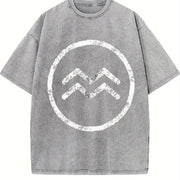 Zodiac Symbol Astrology Horoscope Birthday All Star Signs Vintage Washed T-Shirt in Gray