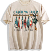Catch Ya Later Vintage Washed T-Shirt in Beige