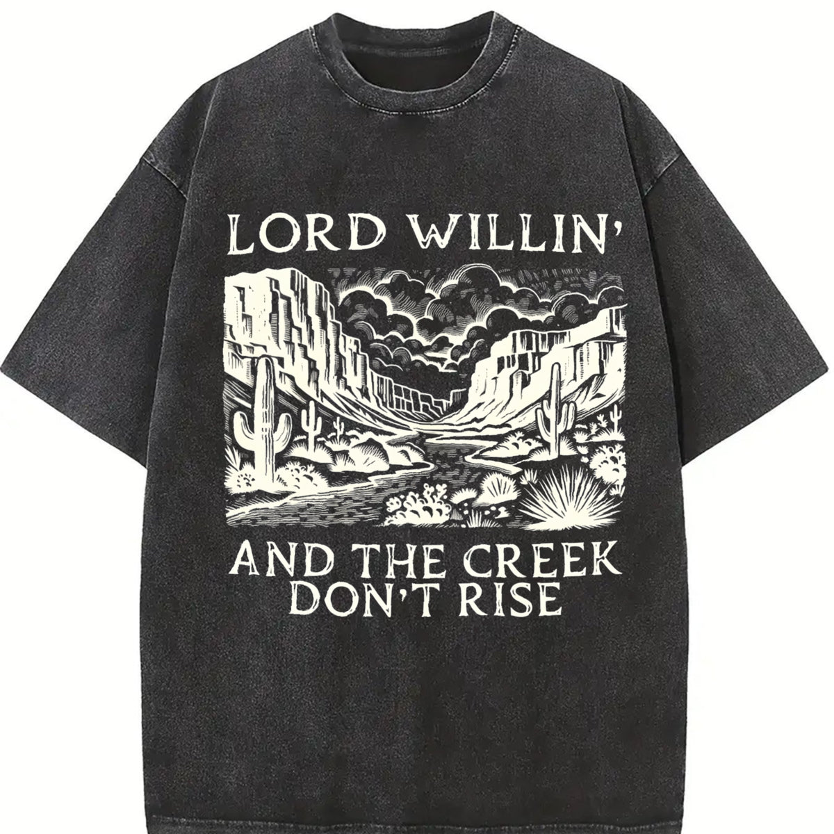 Desert Scenery Vintage Washed T-Shirt in Black