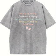 Mom to Young Children Please Send Wine Vintage Washed T-Shirt in Gray